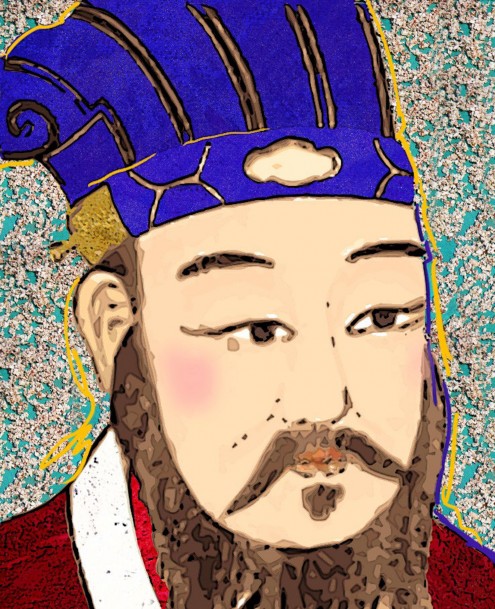 Confucius, fresco portrait by Fabrizio Ruggiero