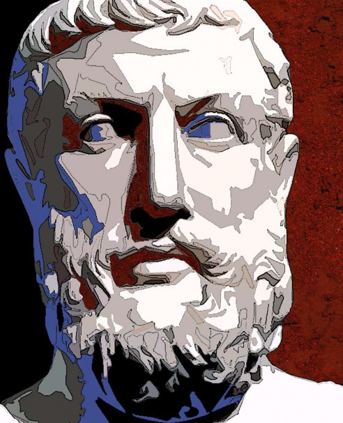 Parmenides, fresco portrait by Fabrizio Ruggiero
