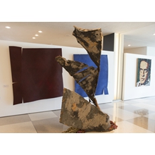 Red  Earth
curved and shaped wooden panel,
 lime mortar, pigments
cm.180 x 180 x 10.

Cobalt  Blue  Ocean
curved and shaped wooden panel, 
lime mortar, pigments
Cm.180 x 180 x 10.

Rising   from   the   Ashes
Iron, cane mat, mortar, pigments
cm. 240 x 150 x 50

Satyaji Ray (India)
Fresco with mortar, pigments 
on wooden panel.
Cm. 160 x 130 x 5 

