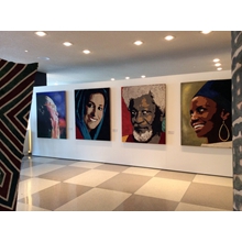 Pierre-Claver Akendengue(Gabon)
Fatemeh Motamed-Arya (Iran); 
Wole Soyinka (Nigeria);
Miriam Makeba (South Africa)

Fresco with mortar, pigments 
on wooden panel.
Cm. 160 x 130 x 5 each.
