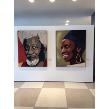 Wole Soyinka (Nigeria);
 Miriam Makeba (South Africa)

Fresco with mortar, pigments 
on wooden panel.
Cm. 160 x 130 x 5 each.
