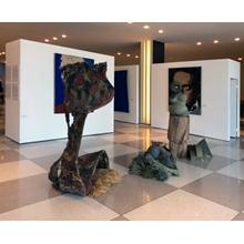 Pondering   Human   Fate
Wood, cane mat, cloth, mortar, pigments
cm. 170 x 80 x 60
