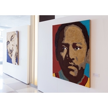 Edgar Morin (France);
 Okot p-Bitek (Uganda)

Fresco with mortar, pigments 
on wooden panel.
Cm. 160 x 130 x 5 each.
