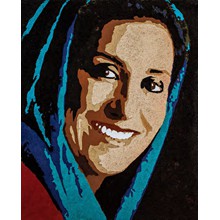 Fatemeh Motamed-Arya (Iran)

Fresco with mortar, pigments 
on wooden panel.
Cm. 160 x 130 x 5 
Regarded as one of the greats of post-revolutionary Iranian cinema, “Simin” started her theatrical career as a teenager.  She has collected many awards at home and abroad with ten nominations for Best Actress at the International Festival of Fajr in Tehran, and five prestigious crystal Simorgh prizes. 

She is beloved across the Persian-speaking world because of the socially conscious roles that she plays in her many films which include The Blue Veiled and Gilane by Rakshan Bani Etemad,  and Nasereddin Shah by the Iranian master Mohsen Makhmalbaf.

In her career, she has appeared in over fifty films, as well as documentaries, and is one of the most committed personalities on her country’s cultural scene, also as an ambassador for many charities.
 
In Paris, she was awarded the 2012 Prix de Henri-Langlois.  At the ceremony, she said, “Tonight we have a common reason for being together. Without thinking about our homeland or mother tongue, we share peace and beauty and take our portion. Cinema taught us love, kindness and sharing of this life. To remember that despite our language, color and religion we love each other as human beings”.  In 2015, she again won the best actress award at Fajr Festival for her portrayal in Nabat.

