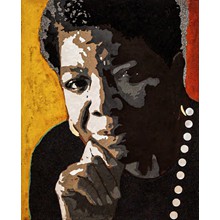 Maya Angelou (USA)

Fresco with mortar, pigments 
on wooden panel.
Cm. 160 x 130 x 5 

Author, poet, dancer, actress, and singer, this multi-talented courageous artist published seven autobiographies, books of essays and poetry, and was credited with a list of movies and plays spanning over fifty years.  

Born in St. Louis, she won a scholarship for dance and drama at San Francisco’s Labor School before dropping out to become that city’s first African-American female cable-car conductor. A few weeks after her high school graduation, she gave birth to a son. As a journalist, she covered Egypt and Ghana during the time of Africa’s independence from colonialism. In the Civil Rights movement, she worked with both Martin Luther King and Malcolm X.

With her publication of I Know Why the Caged Bird Sings, she personally reflected on her first-hand experience with racism, single parenting, overcoming poverty, seeking higher education, and participating in the civil rights struggle.  Mirroring the American landscape in her life journey, she became a respected spokesperson for African Americans across the country.

Writing with eloquence and detail, this extraordinary lady recorded her own history, as a legacy for future generations to understand the larger African American experience. With over fifty honorary doctorate degrees, she became an important influential voice in our time. 

