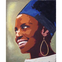 Miriam Makeba (South Africa)

Fresco with mortar, pigments 
on wooden panel.
Cm. 160 x 130 x 5 

Miriam Makeba (4 March 1932 – 9 November 2008), nicknamed Mama Africa, was a South African singer and civil rights activist.

In the 1960s, she was the first artist from Africa to popularize African music around the world. She is best known for the song "Pata Pata", first recorded in 1957 and released in the U.S. in 1967. She recorded and toured with many popular artists, such as Harry Belafonte, Paul Simon, and her former husband Hugh Masekela.

Makeba campaigned against the South African system of apartheid. The South African government responded by revoking her passport in 1960 and her citizenship and right of return in 1963. As the apartheid system crumbled she returned home for the first time in 1990.

Makeba died of a heart attack on 9 November 2008 after performing in a concert in Italy organised to support writer Roberto Saviano in his stand against the Camorra


