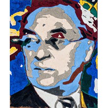 Vasilij Kandinskij (Russia)

Fresco with mortar, pigments 
on wooden panel.
Cm. 160 x 130 x 5 

This great master of modern art was the ultimate pioneer of pure abstract painting that would dominate the 20th century and beyond. He believed that total abstraction, based on color and shape, transcending cultural and physical boundaries, offered the artist as well as the viewer a deep spiritual experience. His desire was to communicate a universal sense of spirituality through a new pictorial language that rose from within. By inventing abstract shapes, he replaced the forms of nature, seeking the purity of creation through his own visionary world and perception of color.
He was thirty years old in 1896, when he chose the artistic path. His landmark book, Concerning the Spiritual in Art, published in 1912, a work of pure poetry, turned the art world upside down. 
His visual vocabulary developed in three phases. His creative process shifted from early representational paintings and their divine symbolism to raptuous, operatic compositions, and then geometric flat shapes of pure color. His work and ideas inspired many generations of artists from the students of Bauhaus to the Abstract Expressionists after WWII. 
“Of all the arts, “ he wrote, “abstract painting is the most difficult. It demands that you know how to draw well, that you have a heightened sensitivity for composition and color, and that you be a true poet.  This last is essential.”

