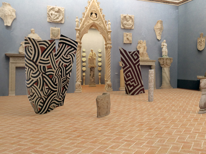 Contemporary sculptures by Fabrizio Ruggiero placed within Museo Bardini in dialogue with historical artworks