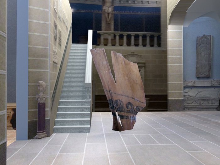 Totemic sculptural forms by Fabrizio Ruggiero installed within the Museo Bardini context