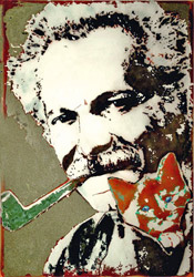 Ritratto del cantante George Brassens dipinto ad affresco da Fabrizio Ruggiero 